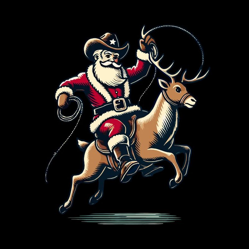 Cowboy Weihnachtsmann Rodeo auf Rentier