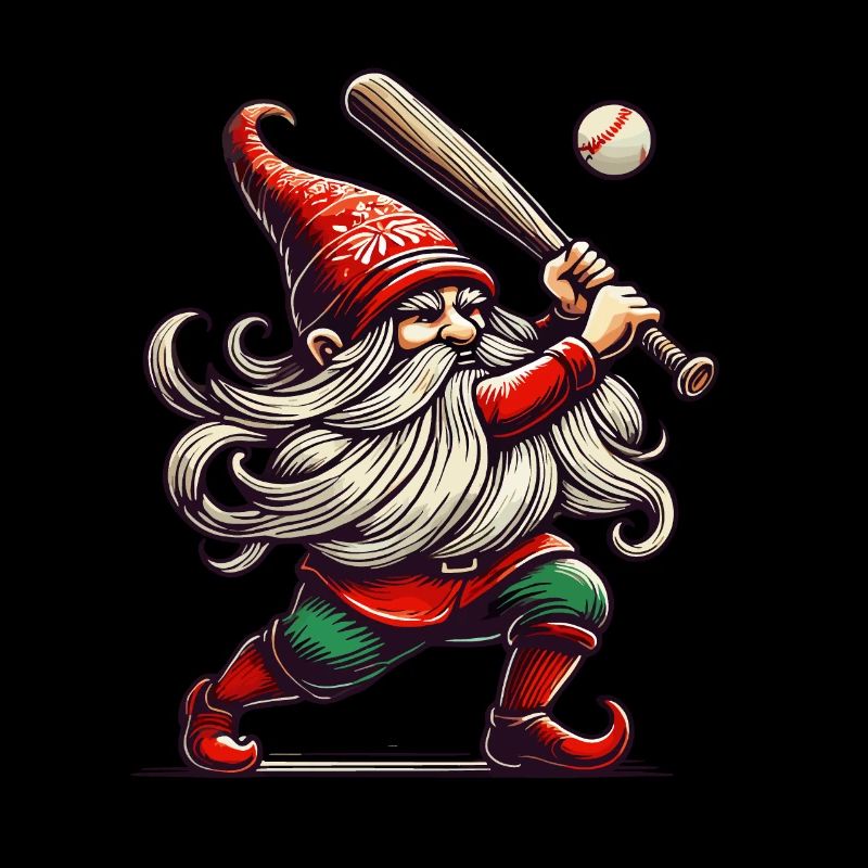 Christmas Baseball Gnome Dwarf Elf
