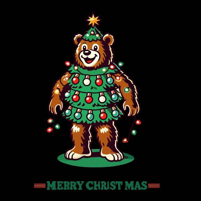 weiFröhlicher Weihnachtsbär Mit Lichterkette