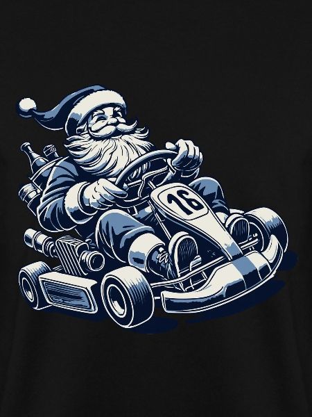 Weihnachtsmann Go-Kart Retro Stil