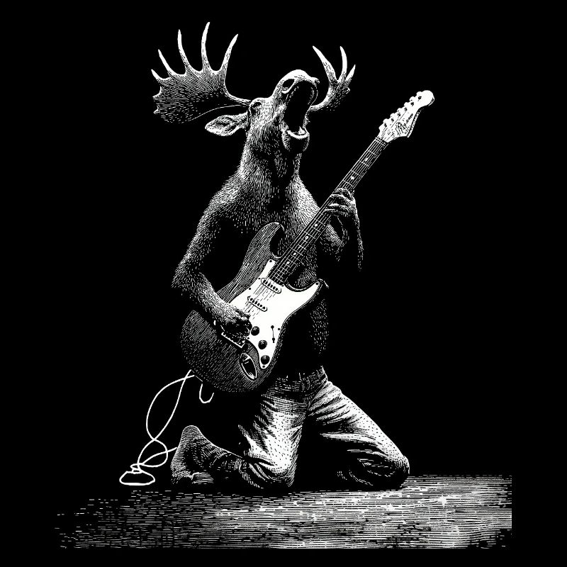 Rockender Elch mit E-Gitarre Geschenk Musikfans