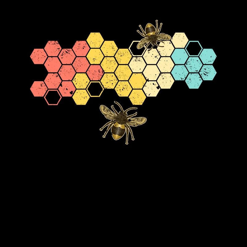 Retro honeycomb beekeeper bee nature love