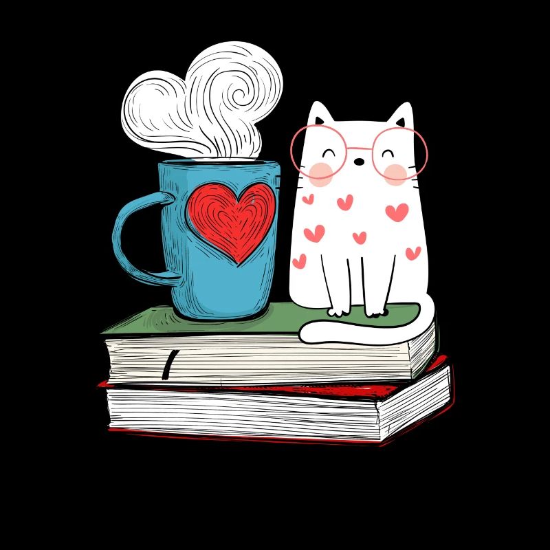 Mignon chat et café livre de littérature lire