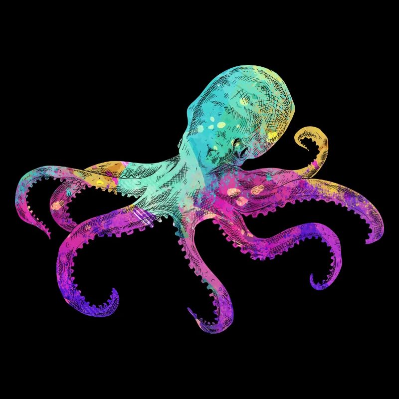 Octopus Colorful Octopus Sea Creature Art