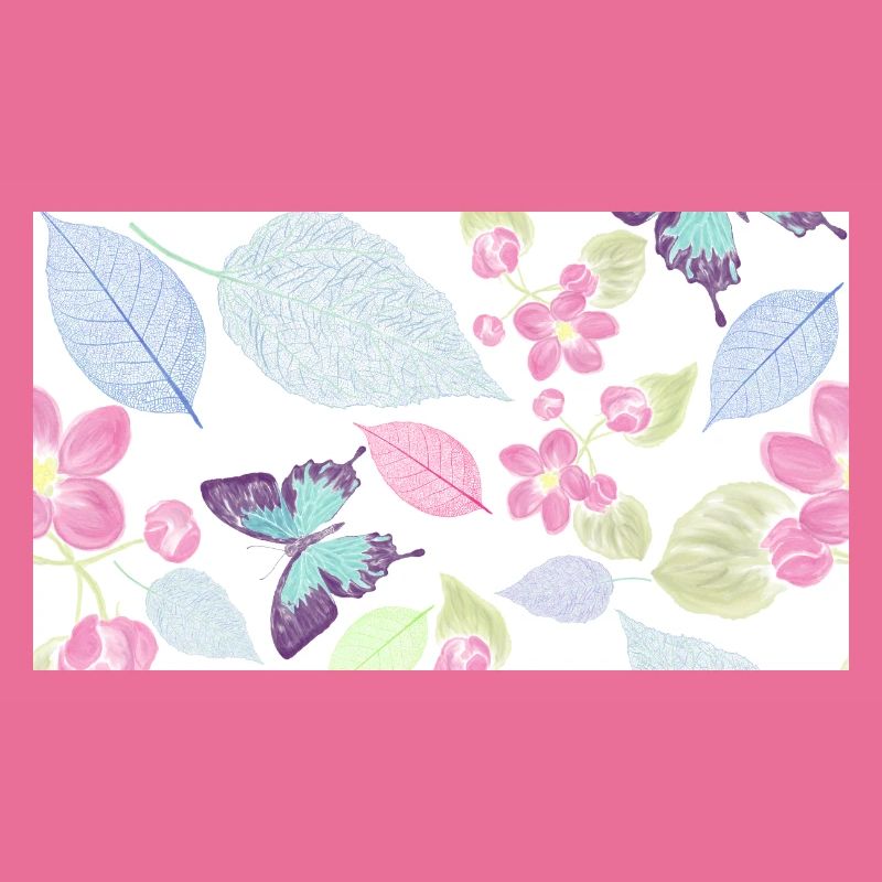 papillon, fleur, feuilles de différentes couleurs