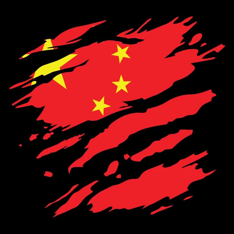 China - National flag, scratches, cracks