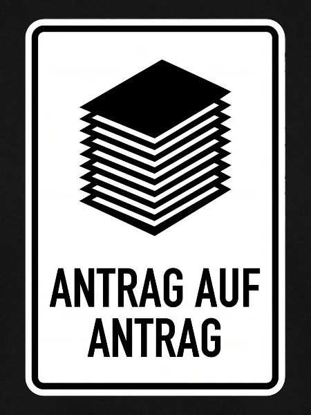 Antrag auf Antrag Satire Schild