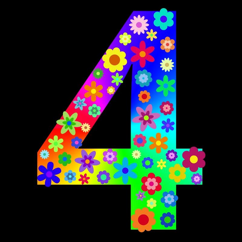 Blumen Zahl 4