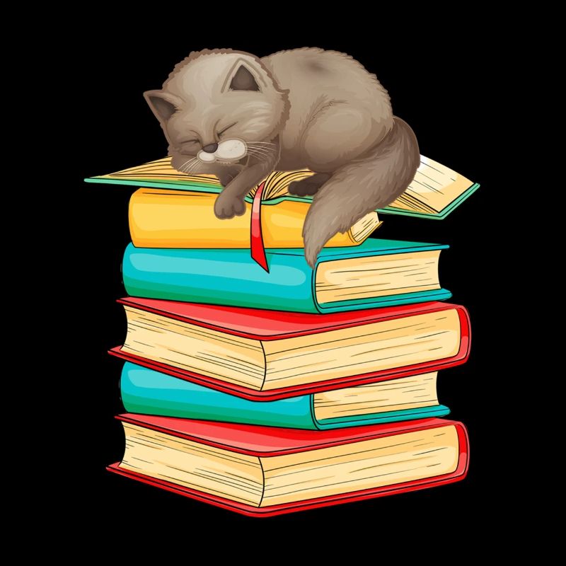 Chat livres mignon rat de bibliothèque lecture