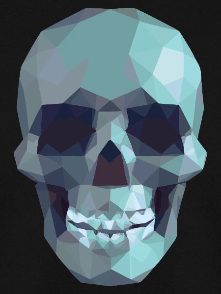 Low Poly Blue Skull – Geometrisch-Gotik-Stil