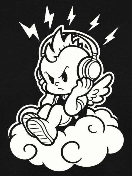 Punk Engel – Cherub mit Kopfhörern