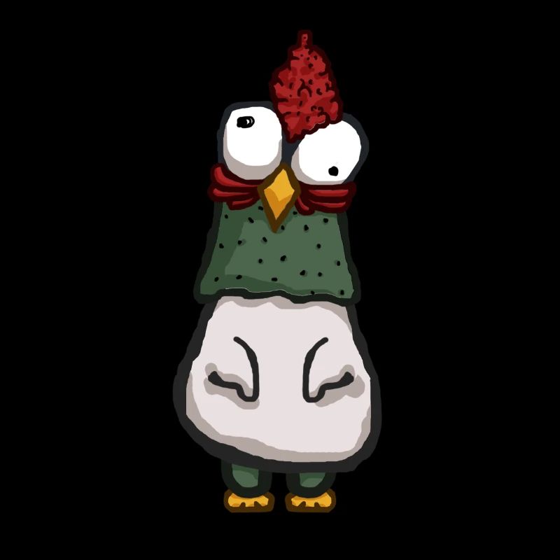 Poulet fou avec de grands yeux