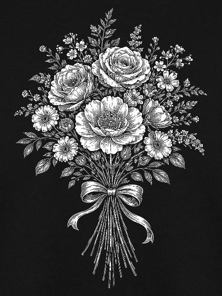 Bouquet-Silhouette mit Schleife