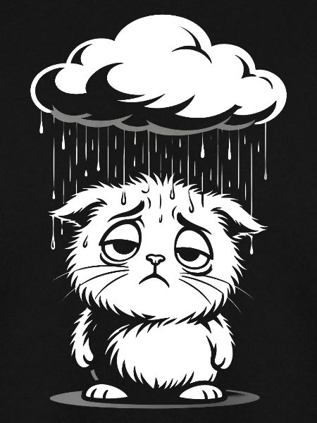 Sad Cat - Retro Comic Kitten