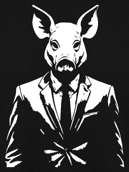 Mann mit Schweinemaske