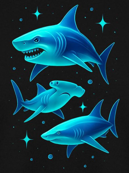 Futuristische Neonhai-Illustration