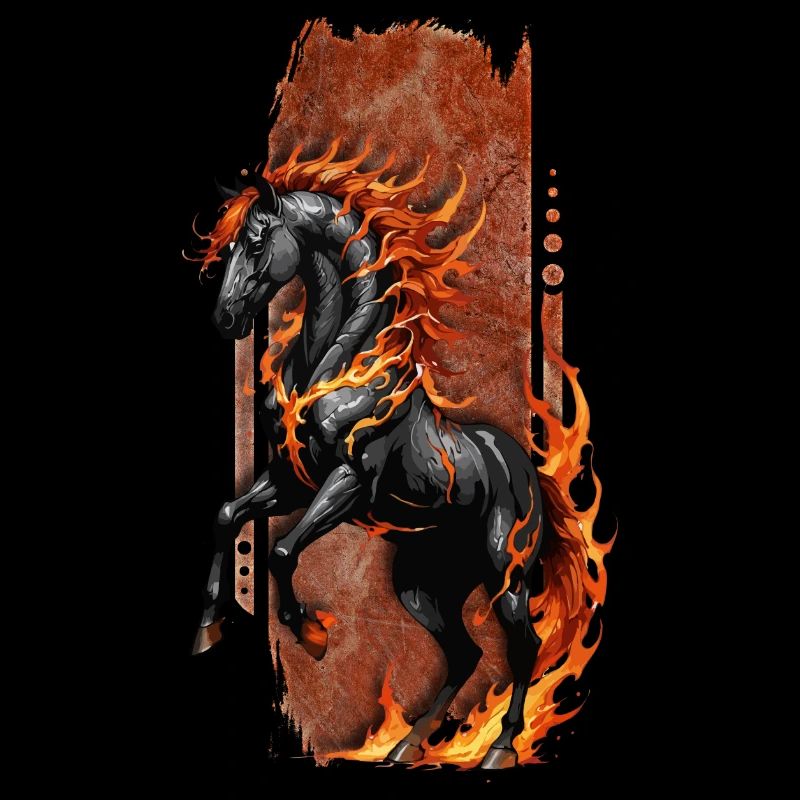 Monture infernale : Cheval funeste, noir et enflammé
