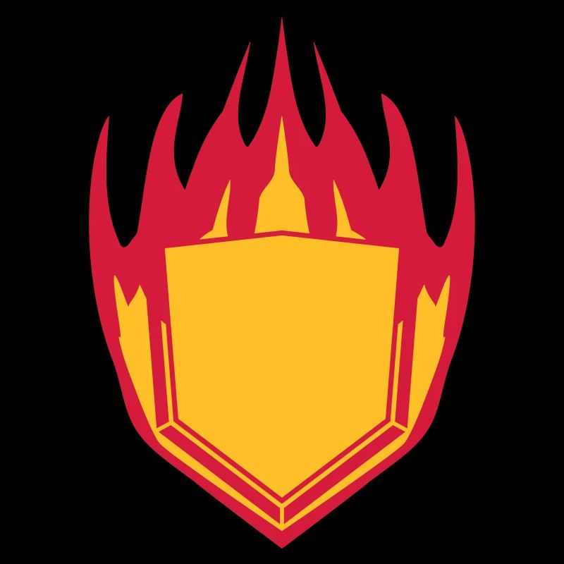 hot fire flames angular shield emblem emblem frame