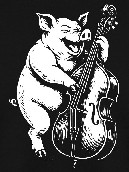 Pig Bassist am Kontrabass
