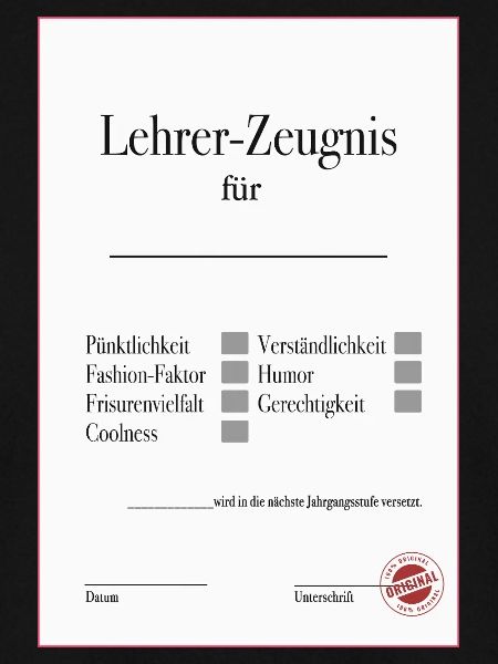 Lehrer Zeugnis Lustiges Abschiedsgeschenk