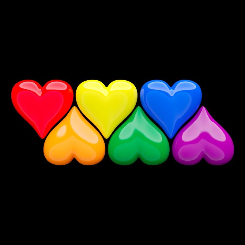 Cœurs brillants dans le bloc de couleurs arc-en-ciel LGBT