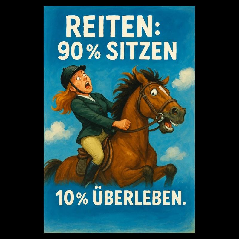 Pferdesport Humor: Sitzen vs Überleben