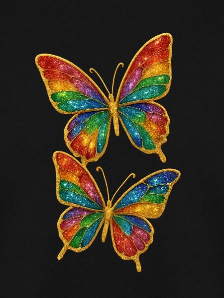 Rainbow Glitter Wings Motif