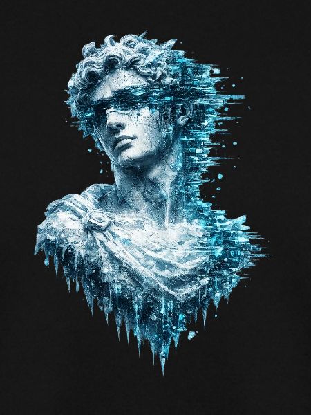 Busto classico in glitch ghiaccio