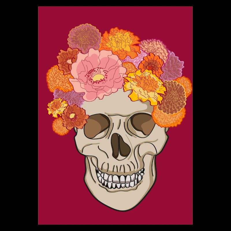 Totenkopf mit Blumen