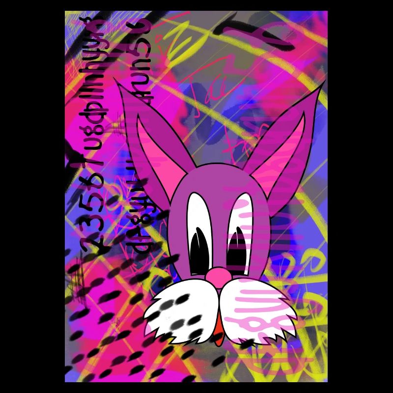 Graffiti style pink rabbit