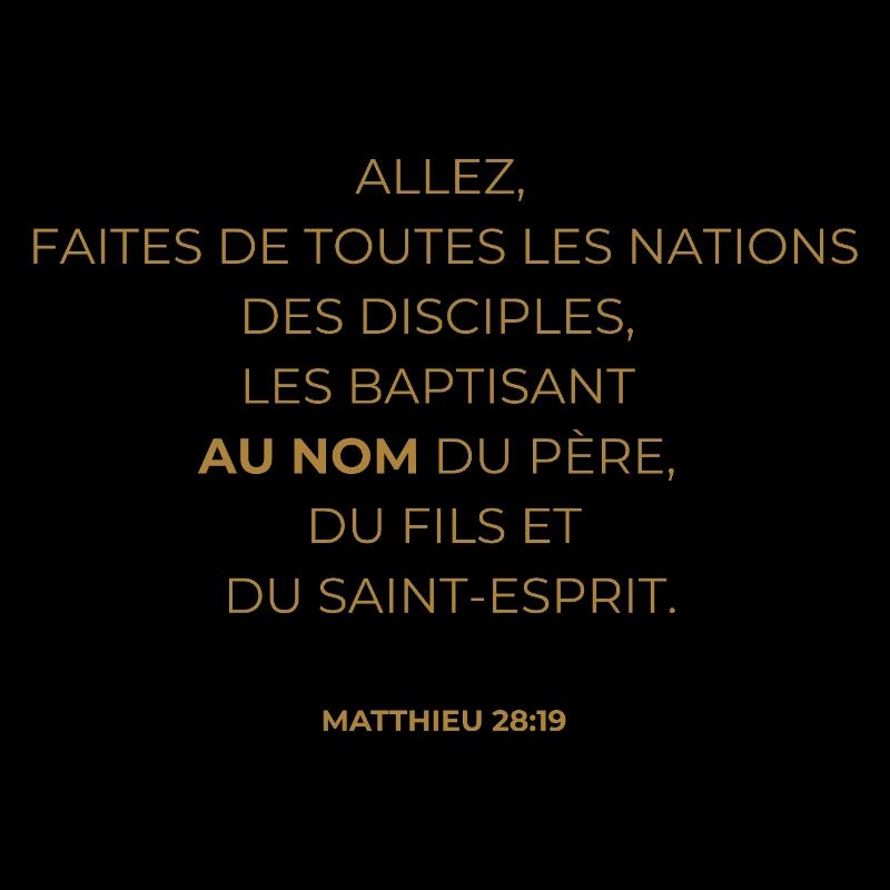 MATTHIEU 28 : 19 - VERSET DE LA BIBLE - Couleur or