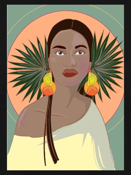 Woman with palm leaves