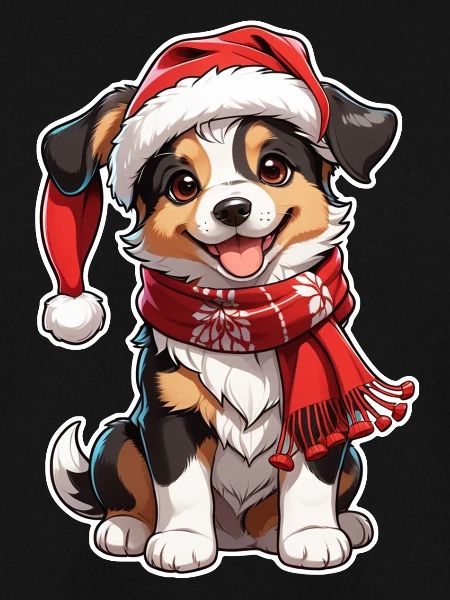Dog with Christmas Hat