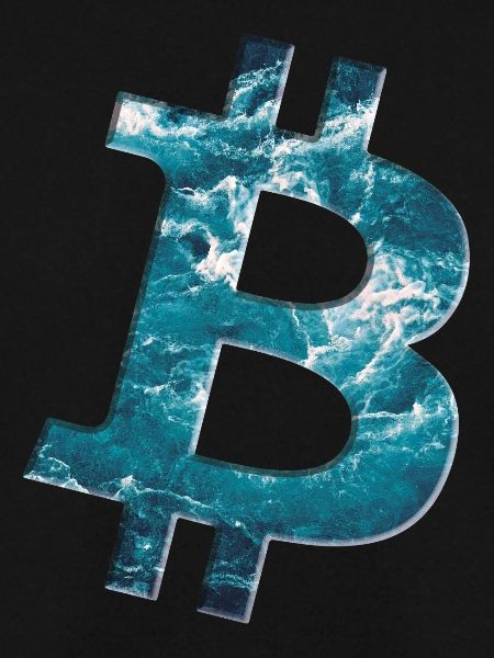 Bitcoin Logo Wasser Textur