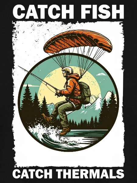 Abenteuerlicher Angler mit Klimmbrett