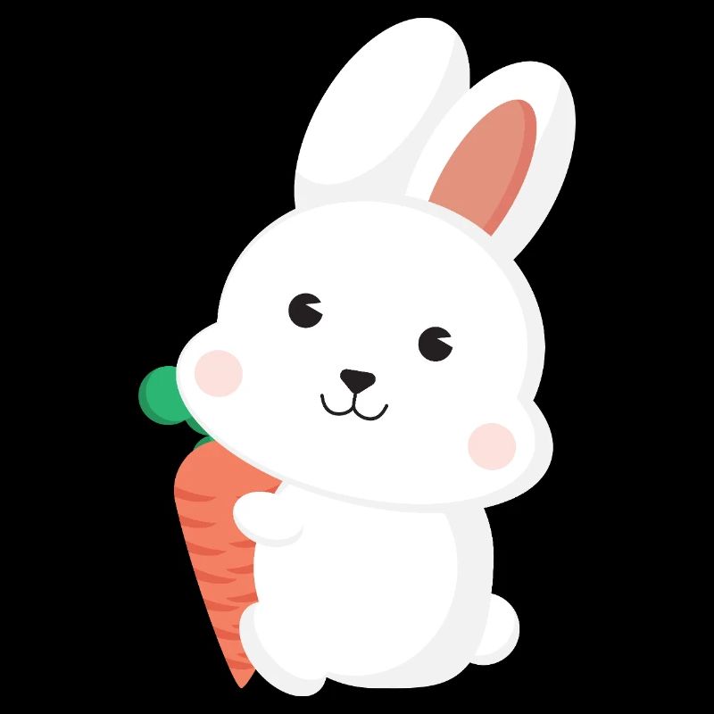 Dessin animé de lapin blanc mignon tenant une carotte