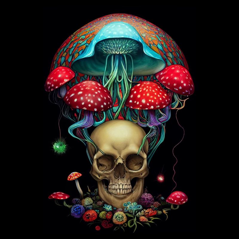 champignon psychédélique du crâne lsd