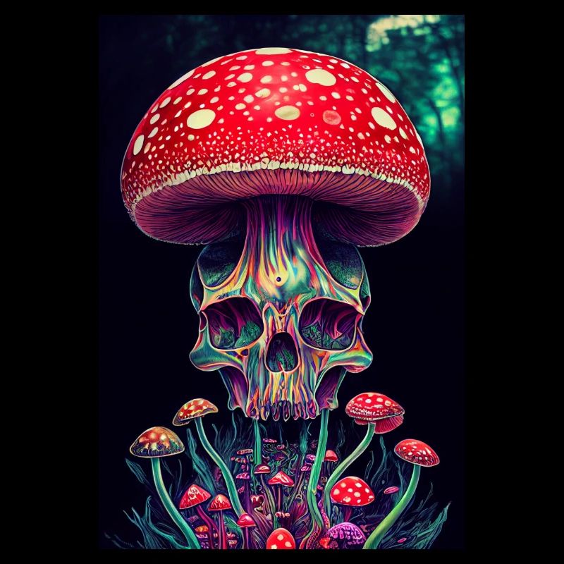 champignon psychédélique crâne crâne lsd Coloré