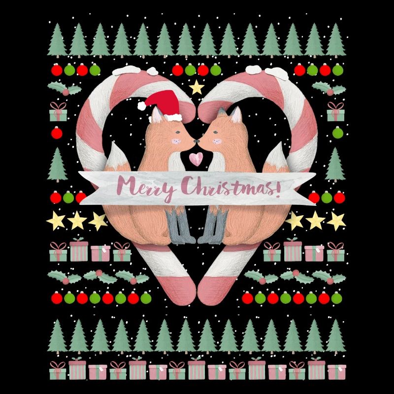 Modèle de Noël de coeur de renards de Noël drôles
