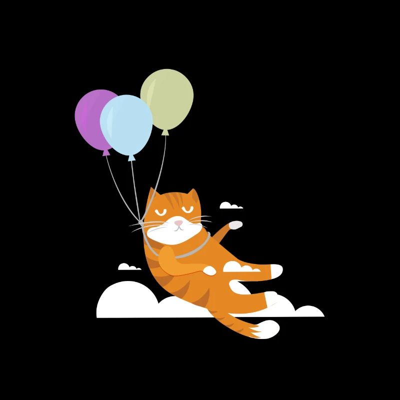 Drôle chat Chat Miau Vol Avec Ballon
