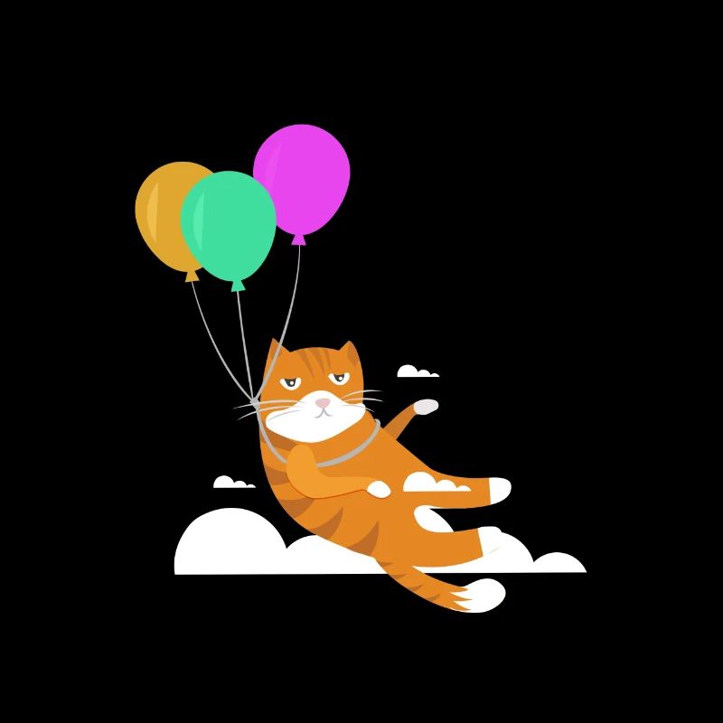 Drôle chat Chat Miau Vol Avec Ballon