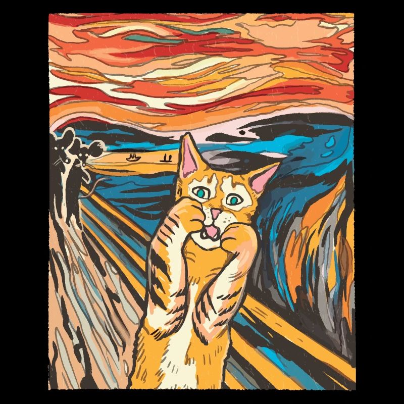 The Scream Le Cri Parodie chat propriétaire de chat
