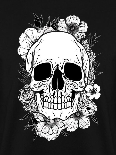 Totenkopf mit Blumen Kunst