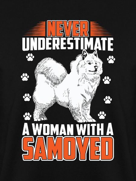 Frau mit Samojede Schlittenhund