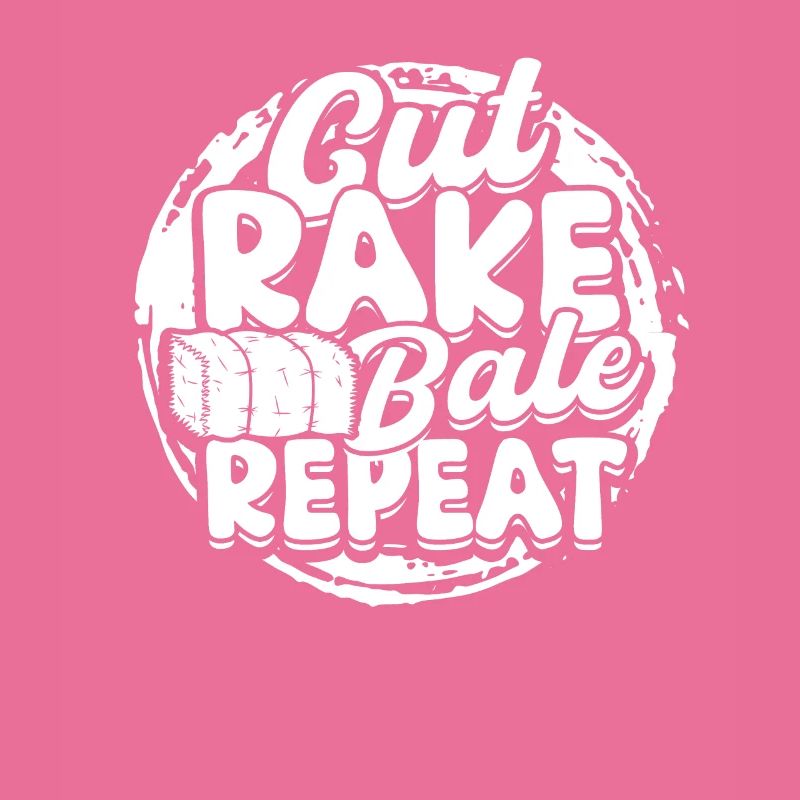 Farmer Straw Bale Cut Rake Bale Repeat