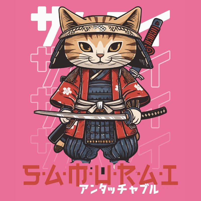 Chat Samouraï Chat Ninja Japonais Kawaii