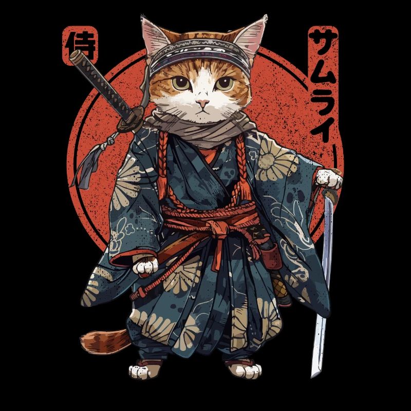 Samurai Cat Kawaii Japanische Ninja Katze