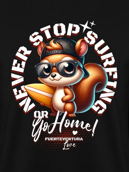 Surfer squirrel with surfboard