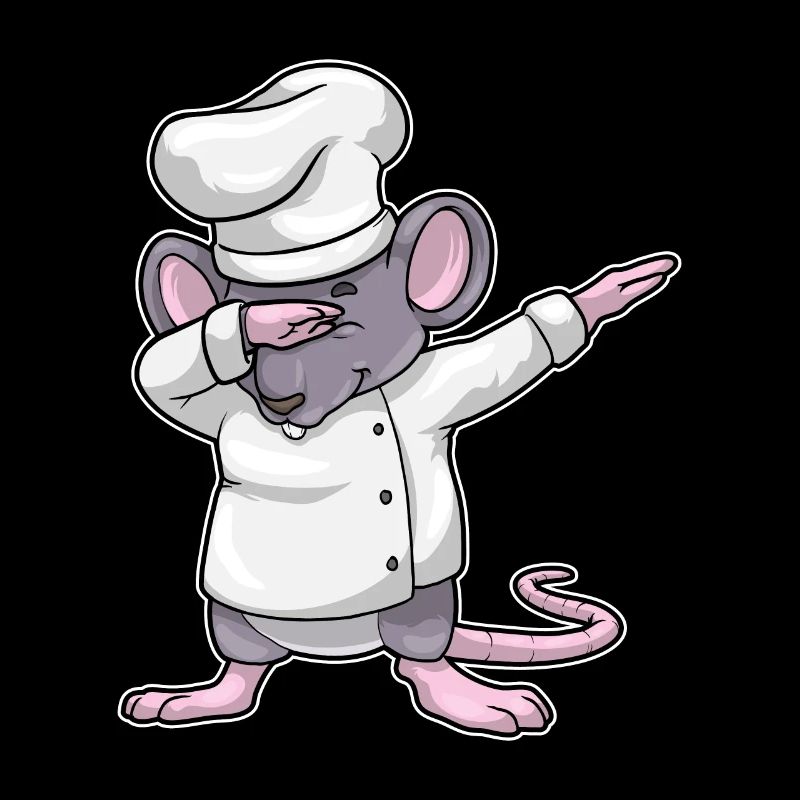 Rat as a chef with a chef's hat at the hip hop dance Dab