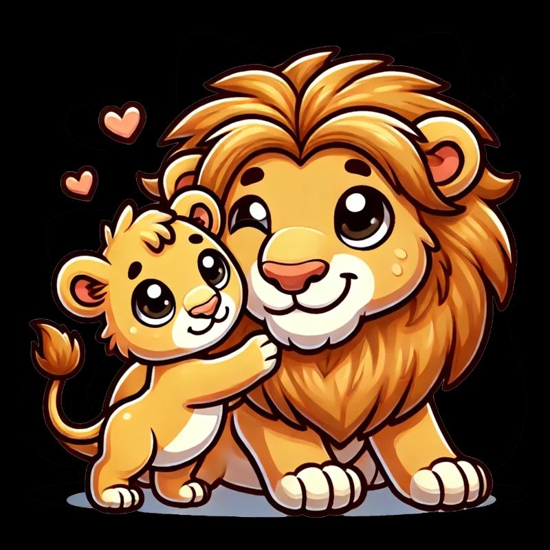 Parent lion aimant avec enfant